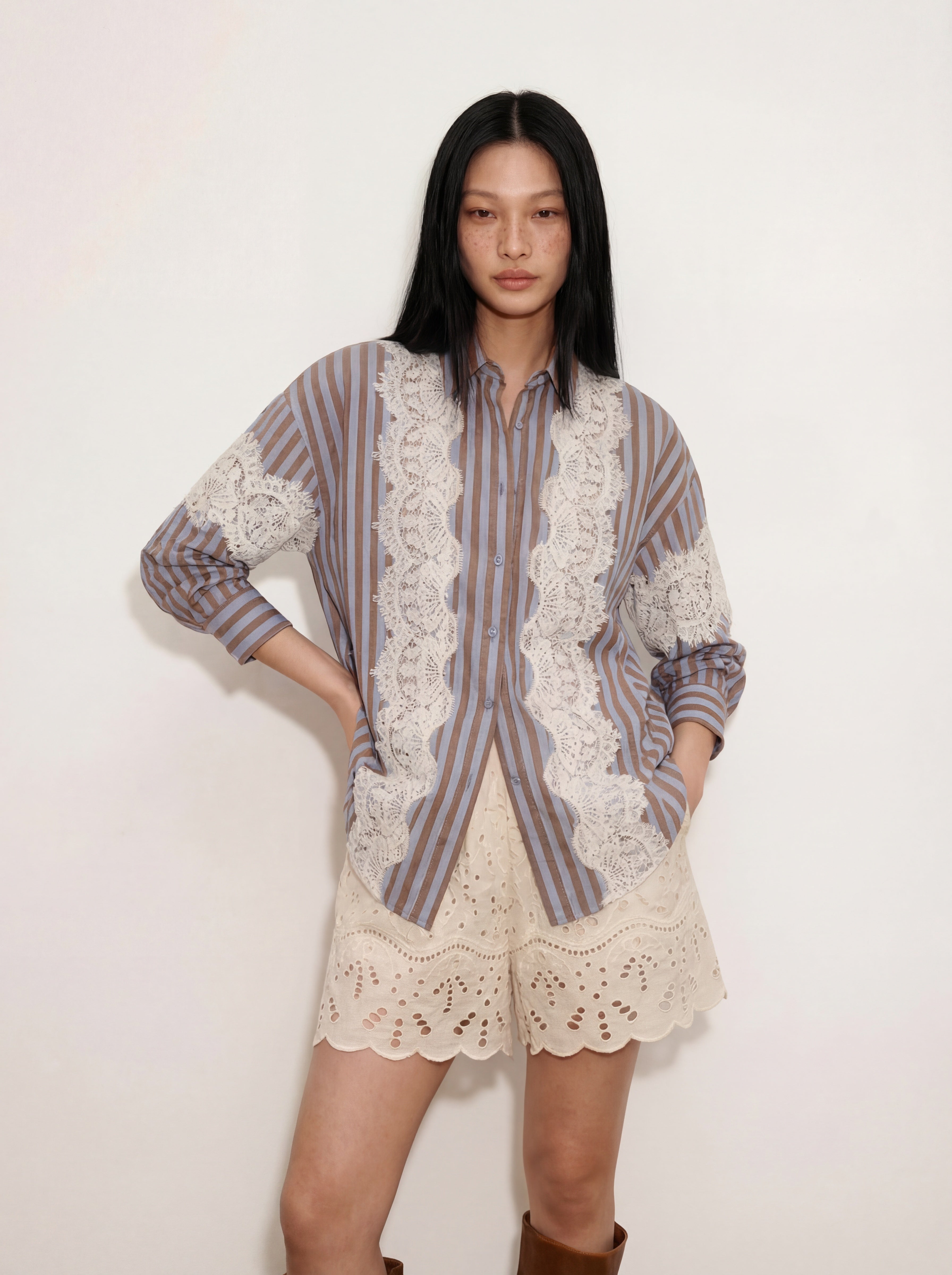 Chemise Halo Rayure Marron