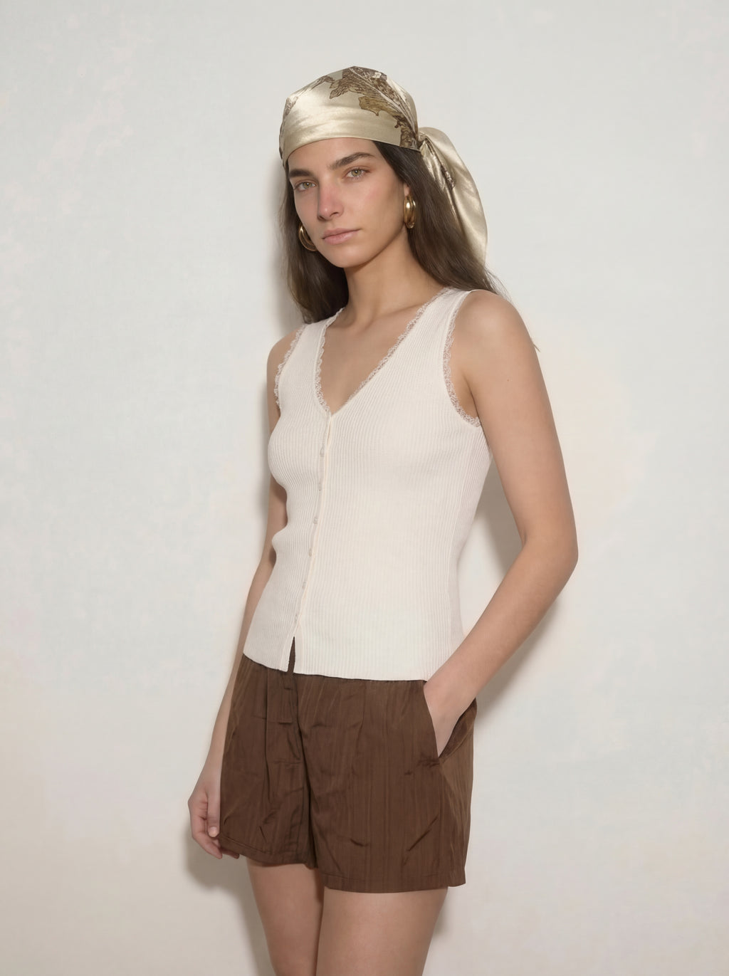 Short Elyss Brown – Short Fluide Effet Froissé