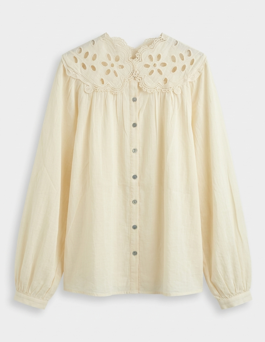 Chemise Lumi - Chemise Fluide avec Col en Broderie Anglaise
