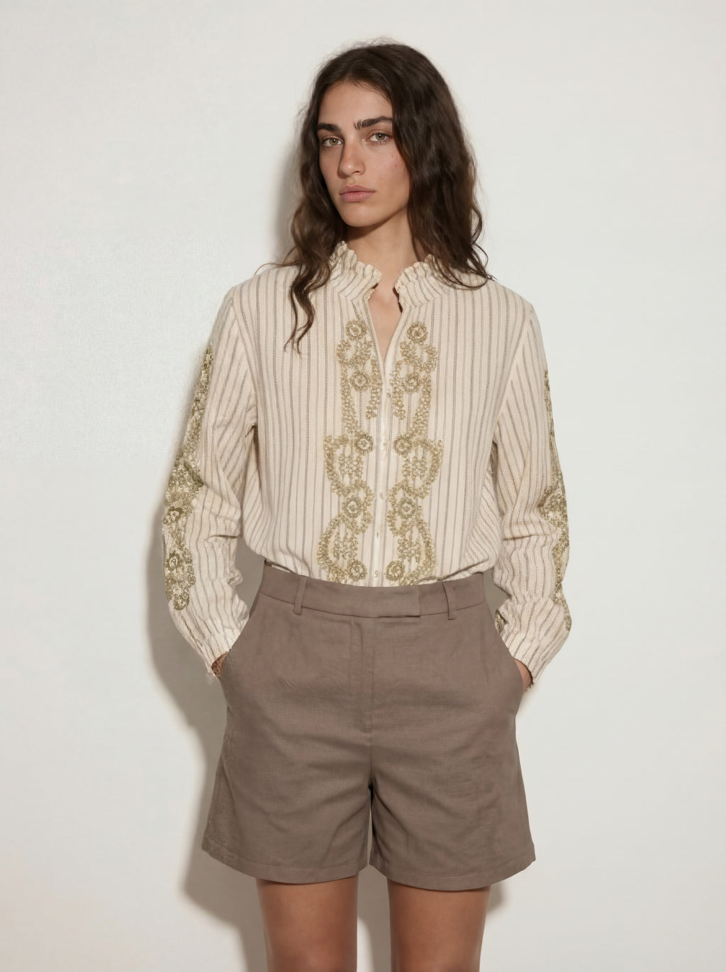 Chemise Tessia - Chemise Rayée brodée